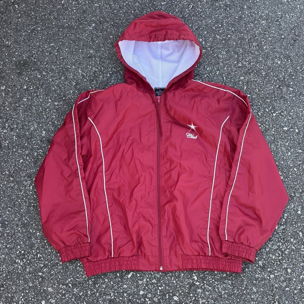 Vintage CitiExpress Red Hooded Windbreaker Jacket Nylon Mens XL